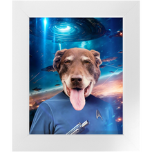 Load image into Gallery viewer, MISTER SPOOK IN SPACE - Star Trek Inspired Custom Pet Portrait Framed Satin Paper Print