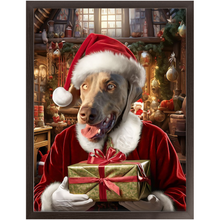 Load image into Gallery viewer, PANTA PAWS - Christmas, Santa & Elf Inspired Custom Pet Portrait Framed Satin Paper Print