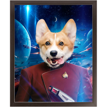 Load image into Gallery viewer, CAPTAIN DIGYARD IN SPACE - Star Trek Inspired Custom Pet Portrait Framed Satin Paper Print