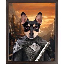 Load image into Gallery viewer, PURR-PARED FOR BATTLE - Lord of the Rings Inspired Custom Pet Portrait Framed Satin Paper Print