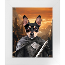 Load image into Gallery viewer, PURR-PARED FOR BATTLE - Lord of the Rings Inspired Custom Pet Portrait Framed Satin Paper Print