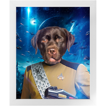 Load image into Gallery viewer, LIEUTENANT WOOF IN SPACE - Star Trek Inspired Custom Pet Portrait Framed Satin Paper Print