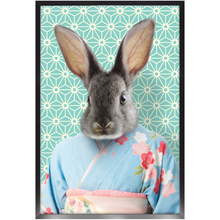 Load image into Gallery viewer, Aozora - Japanese Geisha & Kimono Inspired Custom Pet Portrait Framed Satin Paper Print