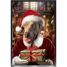 Load image into Gallery viewer, PANTA PAWS - Christmas, Santa & Elf Inspired Custom Pet Portrait Framed Satin Paper Print