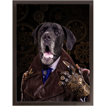 Load image into Gallery viewer, A Fist Of It - Steampunk, Victorian Era Inspired Custom Pet Portrait Framed Satin Paper Print