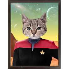 Load image into Gallery viewer, CAPTAIN RUNAWAY - Star Trek Inspired Custom Pet Portrait Framed Satin Paper Print
