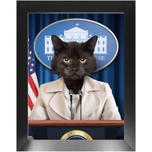 Load image into Gallery viewer, Axis Of Awesome - Cat as President Custom Pet Portrait Framed Satin Paper Print