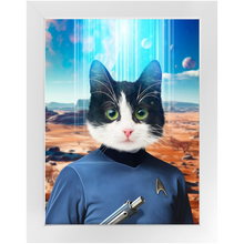 Load image into Gallery viewer, MISTER SPOOK - BEAMING DOWN - Star Trek Inspired Custom Pet Portrait Framed Satin Paper Print