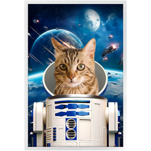 Load image into Gallery viewer, R.2.D.TOO IN SPACE - R2D2 & Star Wars Inspired Custom Pet Portrait Framed Satin Paper Print