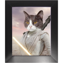 Load image into Gallery viewer, Light Rey - Rey Skywalker & Star Wars Inspired Custom Pet Portrait Framed Satin Paper Print
