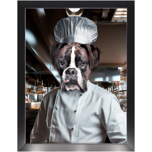 Load image into Gallery viewer, MAKING A MEAL OF IT - Chef & Cook Inspired Custom Pet Portrait Framed Satin Paper Print