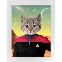 Load image into Gallery viewer, CAPTAIN RUNAWAY - Star Trek Inspired Custom Pet Portrait Framed Satin Paper Print