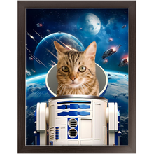 Load image into Gallery viewer, R.2.D.TOO IN SPACE - R2D2 & Star Wars Inspired Custom Pet Portrait Framed Satin Paper Print