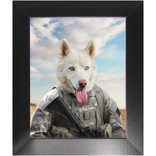 Load image into Gallery viewer, DESSERT STORM - Military Marine Inspired Custom Pet Portrait Framed Satin Paper Print