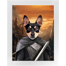 Load image into Gallery viewer, PURR-PARED FOR BATTLE - Lord of the Rings Inspired Custom Pet Portrait Framed Satin Paper Print