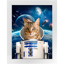 Load image into Gallery viewer, R.2.D.TOO IN SPACE - R2D2 & Star Wars Inspired Custom Pet Portrait Framed Satin Paper Print