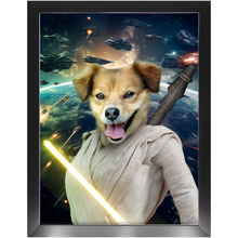 Load image into Gallery viewer, LIGHT REY IN SPACE - Rey Skywalker & Star Wars Inspired Custom Pet Portrait Framed Satin Paper Print