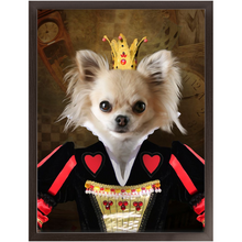 Load image into Gallery viewer, Teeny Queenie - The Queen of Hearts & Alice in Wonderland Inspired Custom Pet Portrait Framed Satin Paper Print