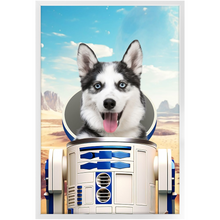 Load image into Gallery viewer, R.2.D.TOO - R2D2 & Star Wars Inspired Custom Pet Portrait Framed Satin Paper Print