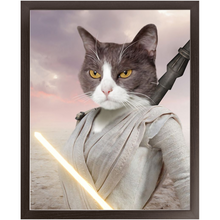 Load image into Gallery viewer, Light Rey - Rey Skywalker & Star Wars Inspired Custom Pet Portrait Framed Satin Paper Print