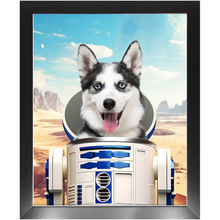 Load image into Gallery viewer, R.2.D.TOO - R2D2 & Star Wars Inspired Custom Pet Portrait Framed Satin Paper Print