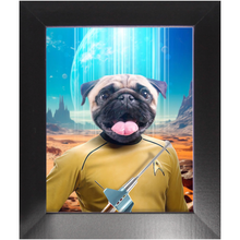 Load image into Gallery viewer, CAPTAIN QUIRK - BEAMING DOWN - Star Trek Inspired Custom Pet Portrait Framed Satin Paper Print