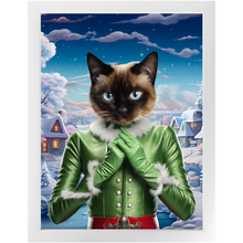 Load image into Gallery viewer, SNOWFLAKE - Christmas elf Inspired Custom Pet Portrait Framed Satin Paper Print