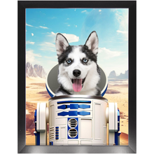 Load image into Gallery viewer, R.2.D.TOO - R2D2 & Star Wars Inspired Custom Pet Portrait Framed Satin Paper Print