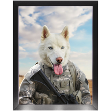 Load image into Gallery viewer, DESSERT STORM - Military Marine Inspired Custom Pet Portrait Framed Satin Paper Print