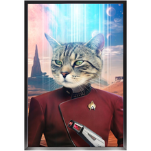 Load image into Gallery viewer, CAPTAIN DIGYARD - BEAMING DOWN - Star Trek Inspired Custom Pet Portrait Framed Satin Paper Print