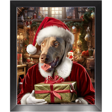 Load image into Gallery viewer, PANTA PAWS - Christmas, Santa & Elf Inspired Custom Pet Portrait Framed Satin Paper Print