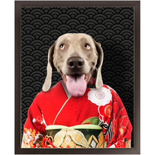 Load image into Gallery viewer, Aka Bara - Japanese Geisha & Kimono Inspired Custom Pet Portrait Framed Satin Paper Print