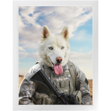 Load image into Gallery viewer, DESSERT STORM - Military Marine Inspired Custom Pet Portrait Framed Satin Paper Print