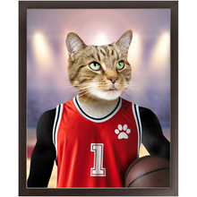 Load image into Gallery viewer, Hoopla- Basketball Player & Sports Inspired Custom Pet Portrait Framed Satin Paper Print