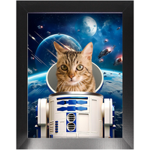 Load image into Gallery viewer, R.2.D.TOO IN SPACE - R2D2 & Star Wars Inspired Custom Pet Portrait Framed Satin Paper Print
