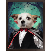 Load image into Gallery viewer, Count Meowt - Count Dracula Inspired Custom Pet Portrait Framed Satin Paper Print