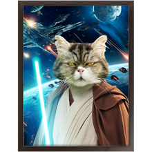 Load image into Gallery viewer, OBI HAVE IN SPACE - Jedi Obi Wan Kenobi & Star Wars Inspired Custom Pet Portrait Framed Satin Paper Print