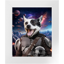 Load image into Gallery viewer, WANDERLORIAN IN SPACE - Mandalorian & Star Wars Inspired Custom Pet Portrait Framed Satin Paper Print