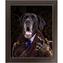 Load image into Gallery viewer, A Fist Of It - Steampunk, Victorian Era Inspired Custom Pet Portrait Framed Satin Paper Print