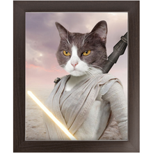 Load image into Gallery viewer, Light Rey - Rey Skywalker & Star Wars Inspired Custom Pet Portrait Framed Satin Paper Print