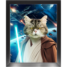 Load image into Gallery viewer, OBI HAVE IN SPACE - Jedi Obi Wan Kenobi & Star Wars Inspired Custom Pet Portrait Framed Satin Paper Print