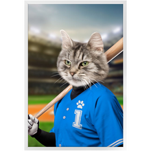 Load image into Gallery viewer, Hard Hitter - Baseball Player & Sports Inspired Custom Pet Portrait Framed Satin Paper Print
