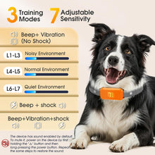 Load image into Gallery viewer, Dog Bark Collar for Large Medium Small Dogs, Effective No-Bark Collar, Smart Barking Collar, Rechargeable Bark Collar with 7-Level Sensitivity, 3 Beep & Vibration Modes, Waterproof, Orange