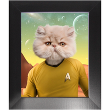 Load image into Gallery viewer, CAPTAIN QUIRK - Star Trek Inspired Custom Pet Portrait Framed Satin Paper Print