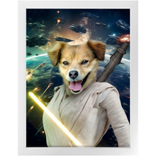 Load image into Gallery viewer, LIGHT REY IN SPACE - Rey Skywalker & Star Wars Inspired Custom Pet Portrait Framed Satin Paper Print