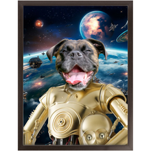 Load image into Gallery viewer, C.3.P.NO IN SPACE - C.3.P.O. & Star Wars Inspired Custom Pet Portrait Framed Satin Paper Print