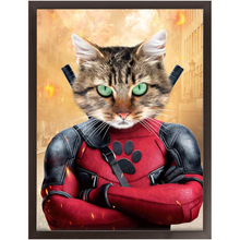 Load image into Gallery viewer, Dead Cool - Dead Pool Superhero Inspired Custom Pet Portrait Framed Satin Paper Print