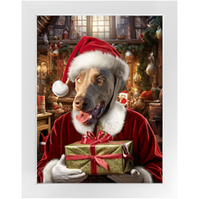 Load image into Gallery viewer, PANTA PAWS - Christmas, Santa & Elf Inspired Custom Pet Portrait Framed Satin Paper Print