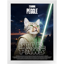 Load image into Gallery viewer, STAR PAWS Movie Poster - Star Wars Inspired Custom Pet Portrait Framed Satin Paper Print