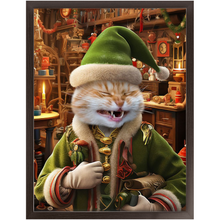 Load image into Gallery viewer, SANTA'S LITTLE HELPER - Christmas Elf Inspired Custom Pet Portrait Framed Satin Paper Print
